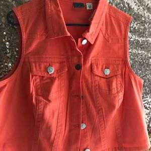 Coral denim vest